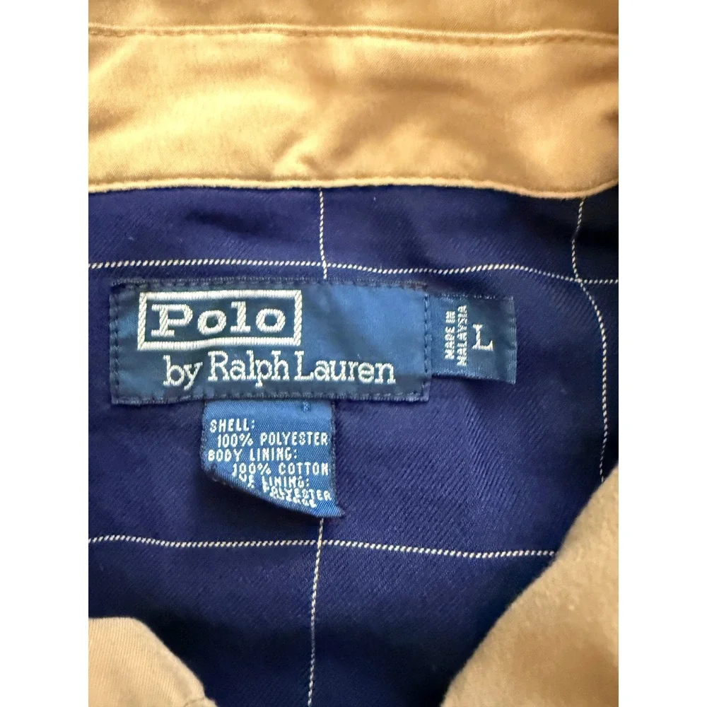 Polo Ralph Lauren Men Harrington Jacket Tan Khaki Plaid Lined Windbreaker Large